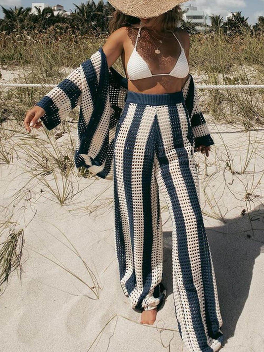 Hollow Out Striped Set