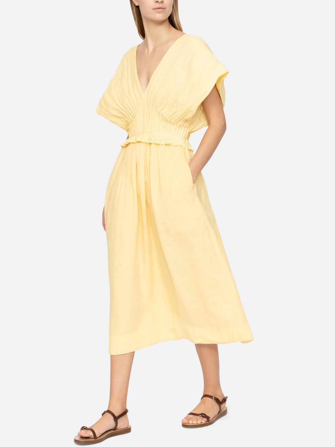 Oversized Sleeves Midi Dress